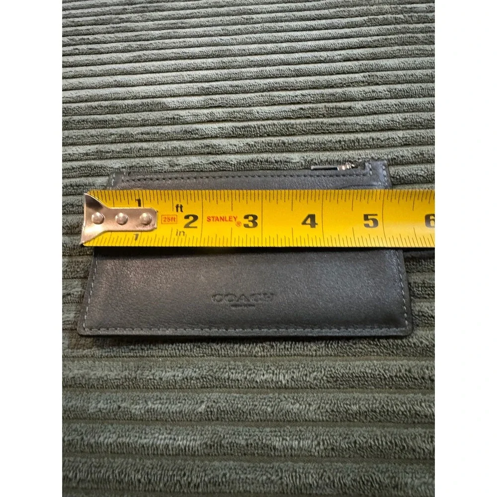 COACH New York Zip Card Case Wallet Pouch Holder Hunter Green Yellow‎ Leather